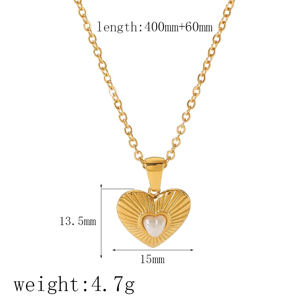 1 Piece Simple Retro Style Heart Shape Stainless Steel 18K Gold Plated Inlay Artificial Pearl Women's Necklace h5 Picture2